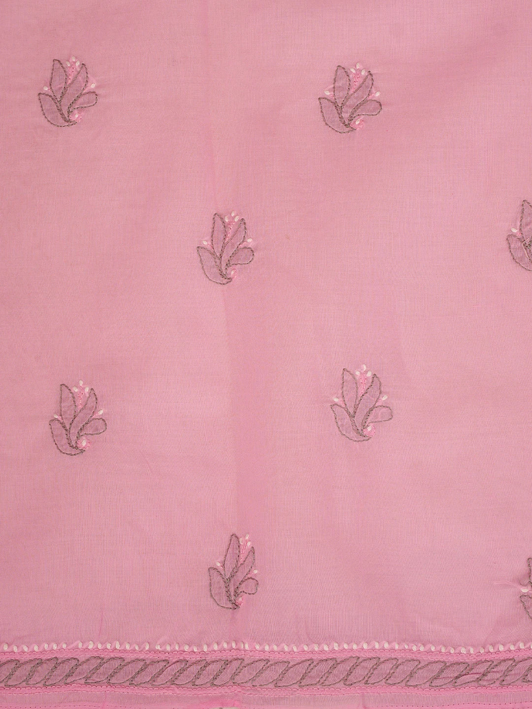 Ada Hand Embroidered Pink Cotton Lucknowi Chikankari Unstitched Suit Piece with Chiffon Dupatta 01A879475