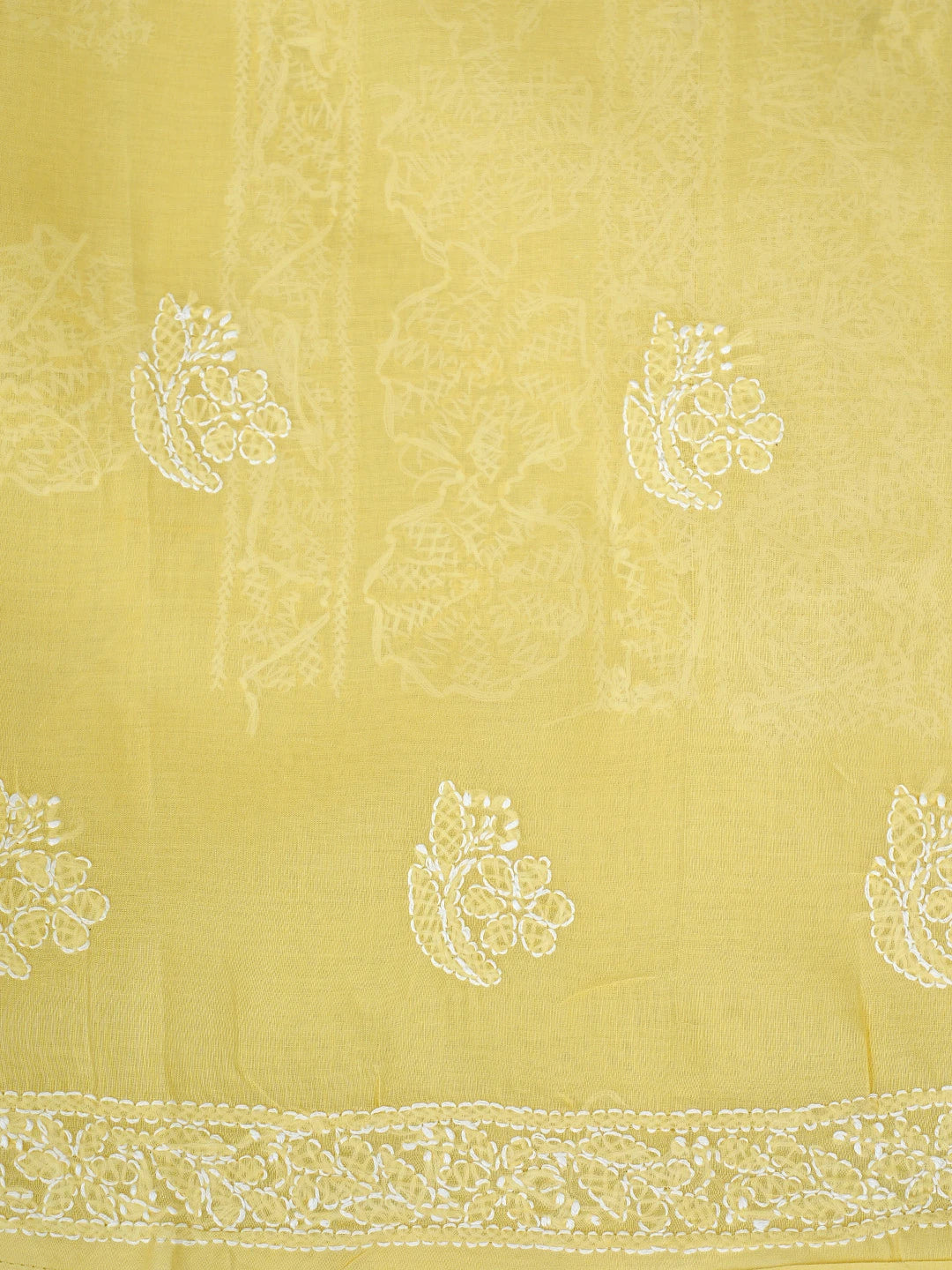Ada Hand Embroidered Yellow Cotton Lucknowi Chikankari Unstitched Suit Piece 01A853630