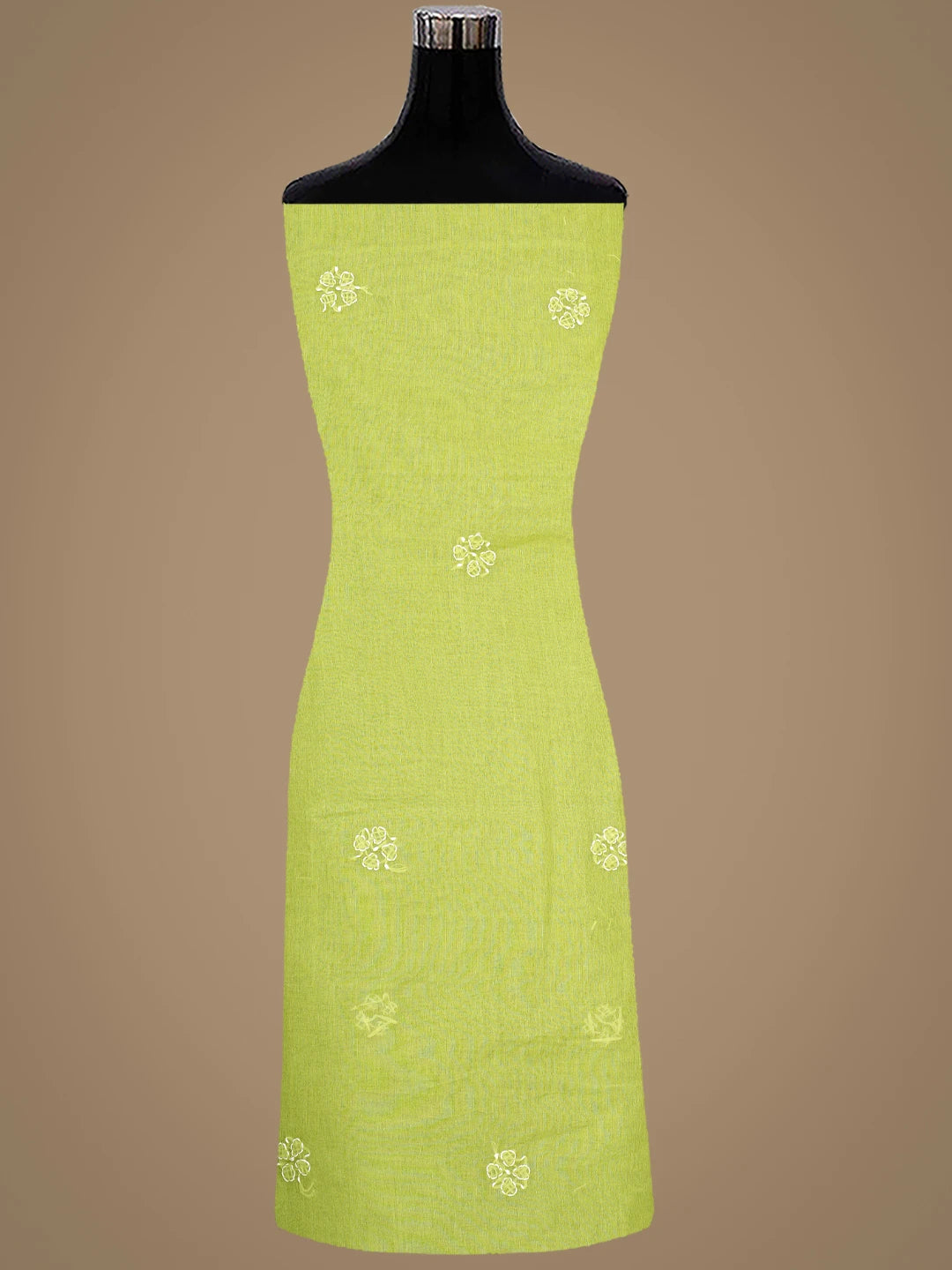 Ada Hand Embroidered Green Cotton Lucknowi Chikankari Unstitched Suit Piece 01A882370