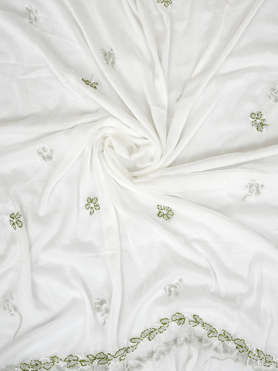 Ada Hand Embroidered Lemon Cotton Lucknowi Chikankari Unstitched Suit Piece with Chiffon Dupatta 01A880884