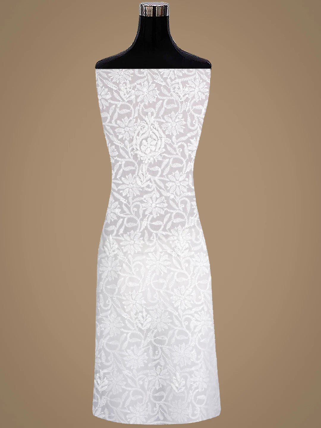 Ada Hand Embroidered White Georgette Lucknowi Chikankari Unstitched Suit Piece 01A878889