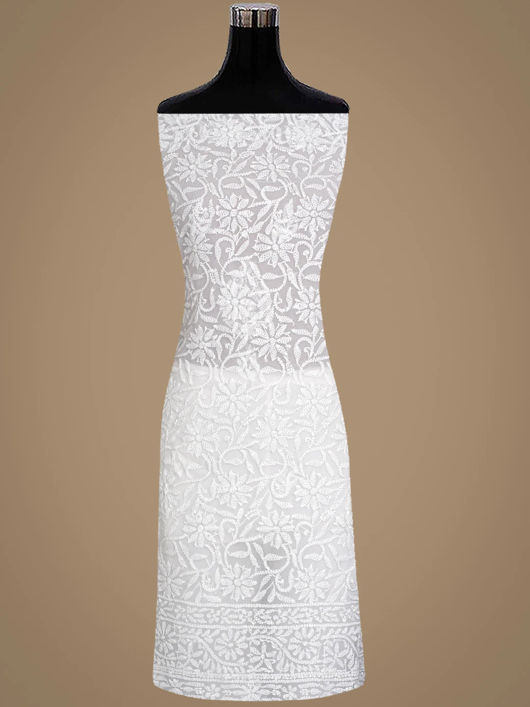 Ada Hand Embroidered White Georgette Lucknowi Chikankari Unstitched Suit Piece 01A878889