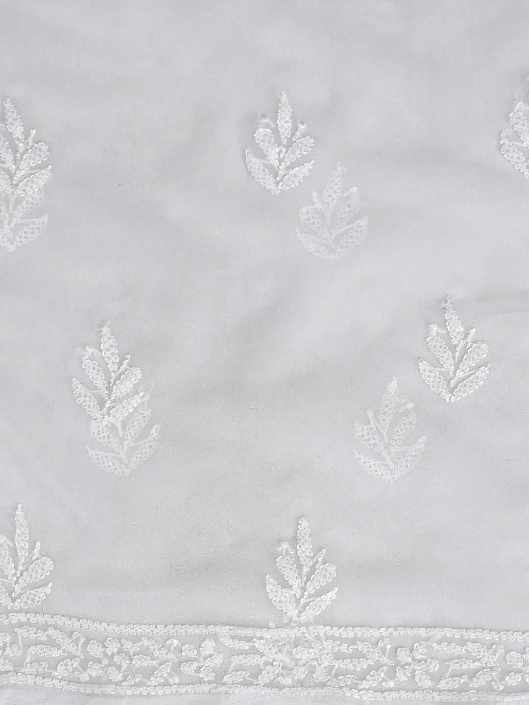 Ada Hand Embroidered White Georgette Lucknowi Chikankari Unstitched Suit Piece 01A878889