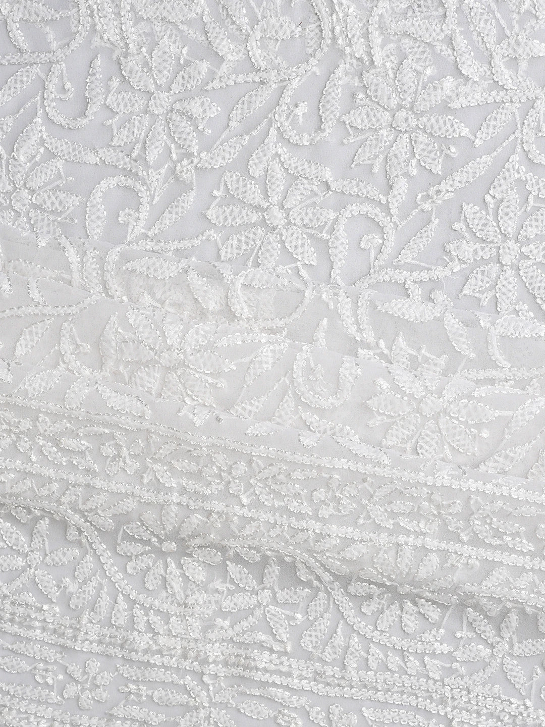 Ada Hand Embroidered White Georgette Lucknowi Chikankari Unstitched Suit Piece 01A878889