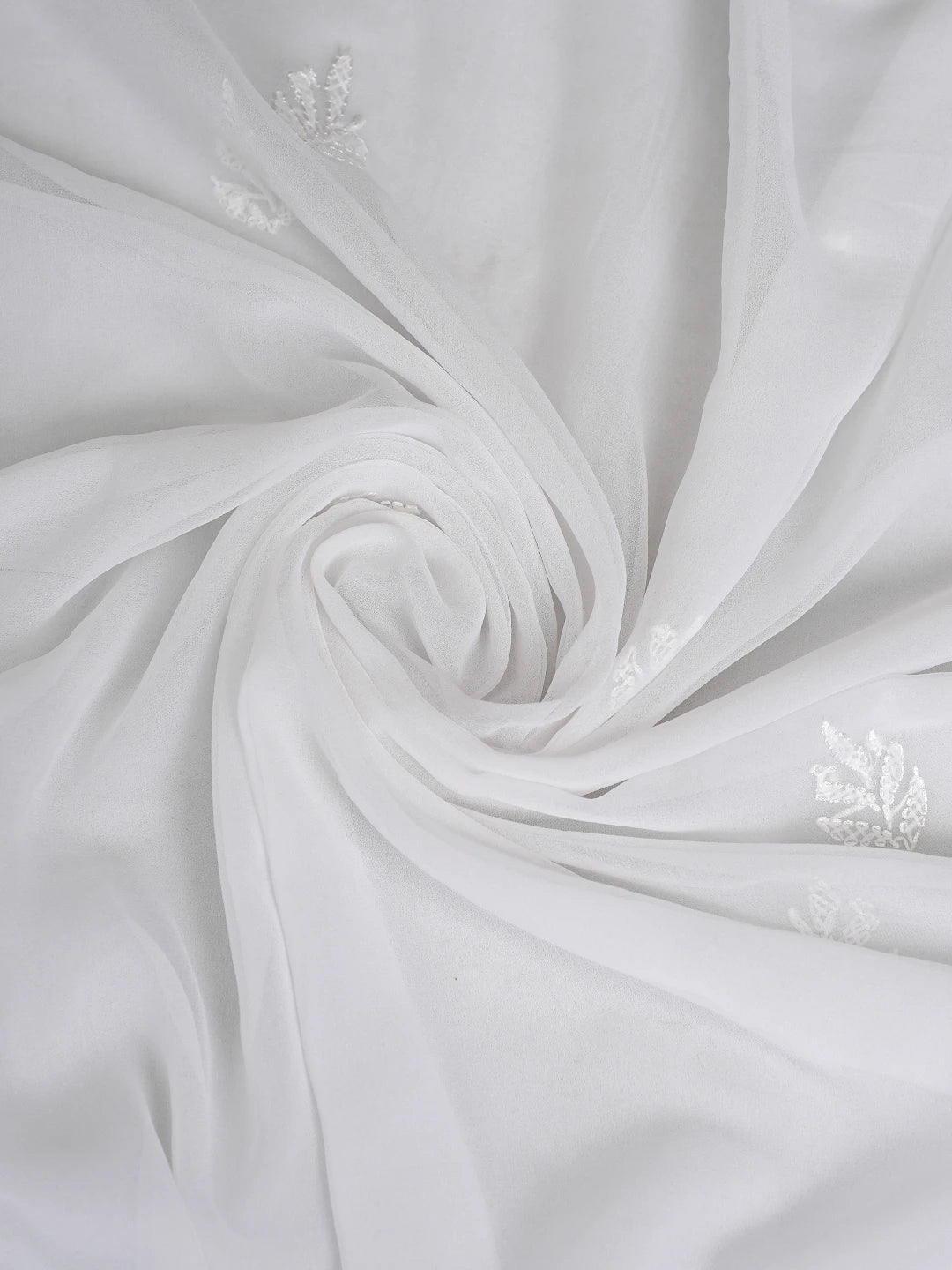 Ada Hand Embroidered White Georgette Lucknowi Chikankari Unstitched Suit Piece 01A878889