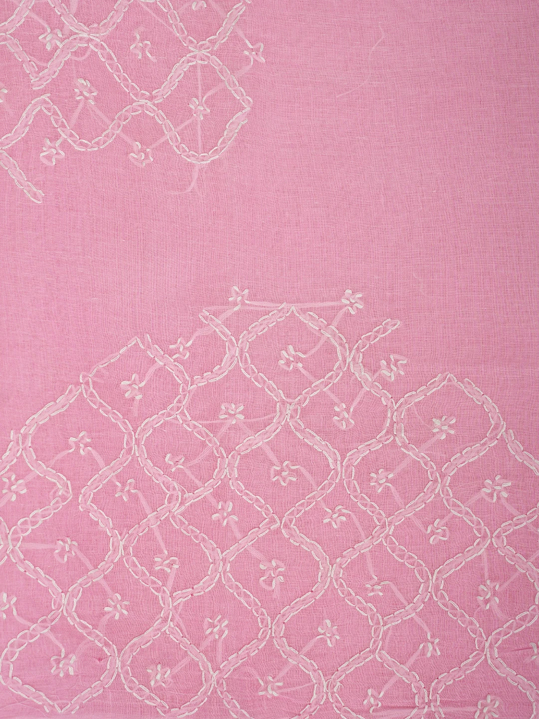 Ada Hand Embroidered Pink Cotton Lucknowi Chikankari Unstitched Suit Piece 01A882284