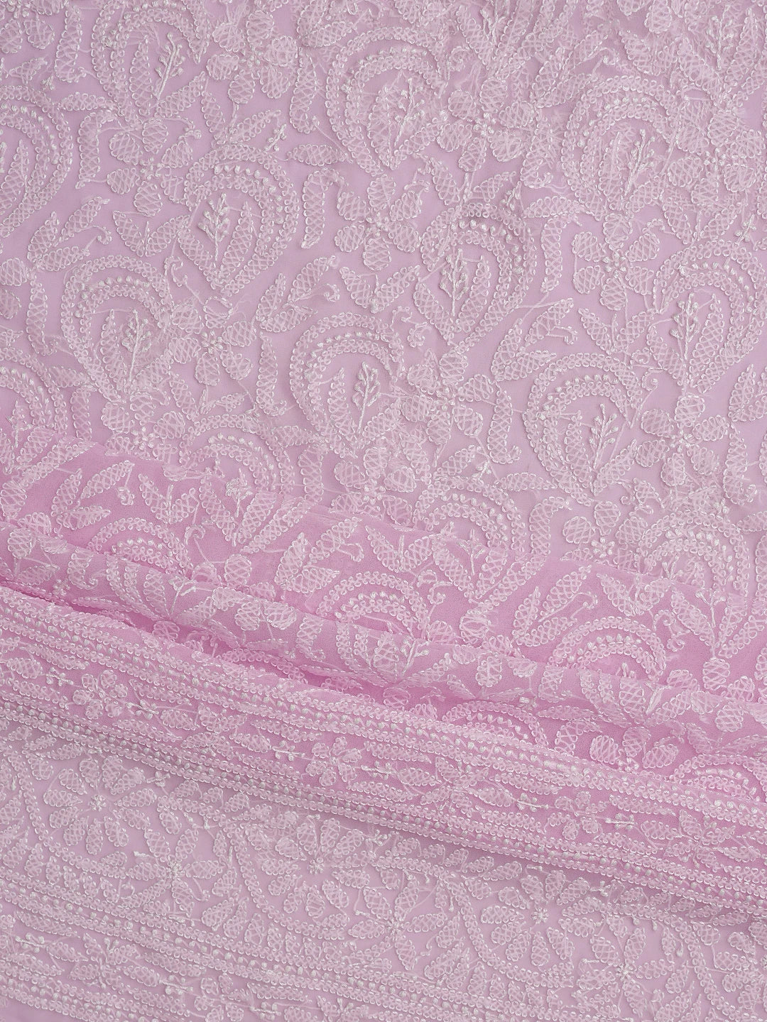 Ada Hand Embroidered Pink Georgette Lucknowi Chikankari Unstitched Suit Piece 01A878909
