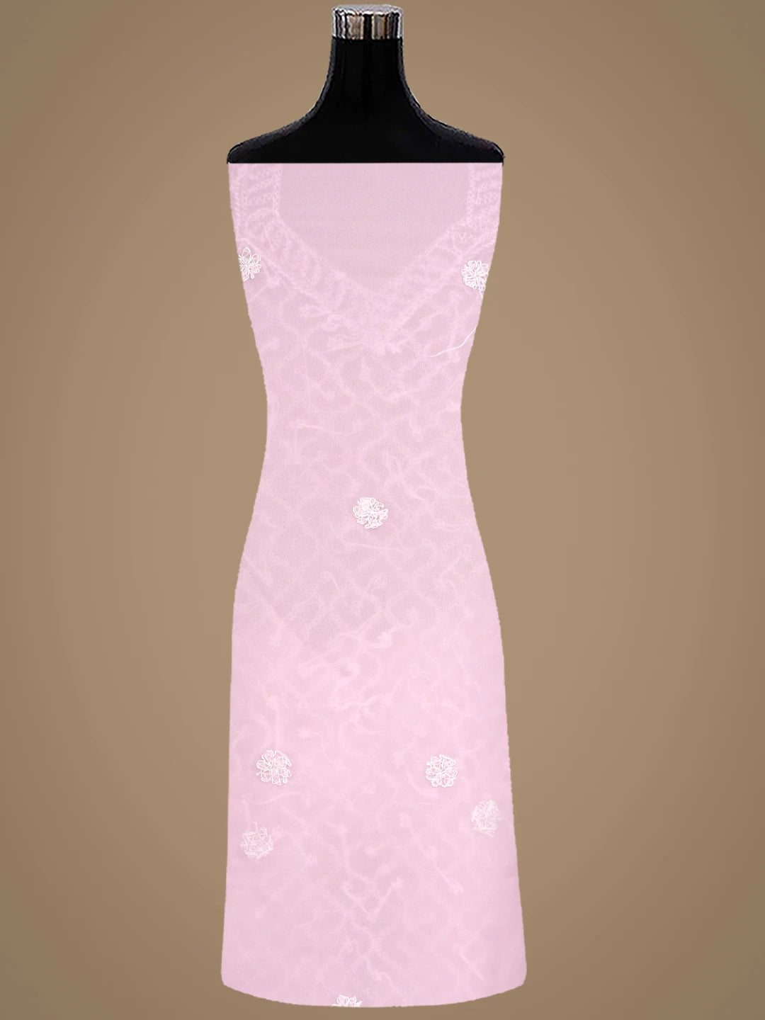 Ada Hand Embroidered Baby Pink Georgette Lucknowi Chikankari Unstitched Suit Piece 01A879226