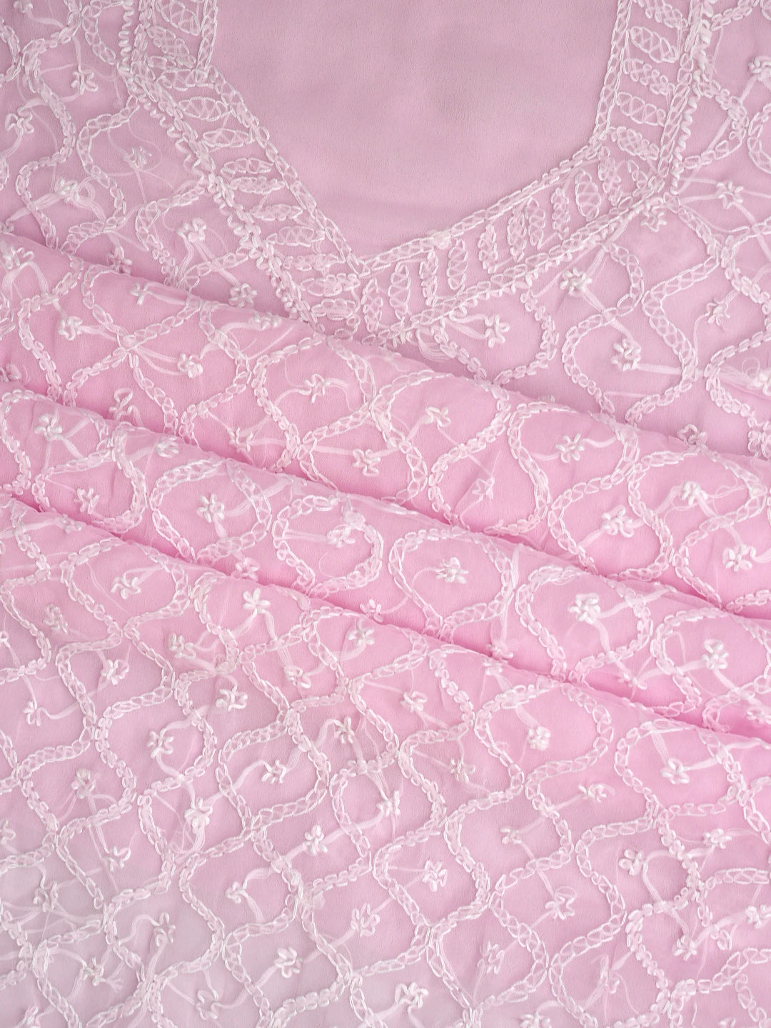 Ada Hand Embroidered Baby Pink Georgette Lucknowi Chikankari Unstitched Suit Piece 01A879226