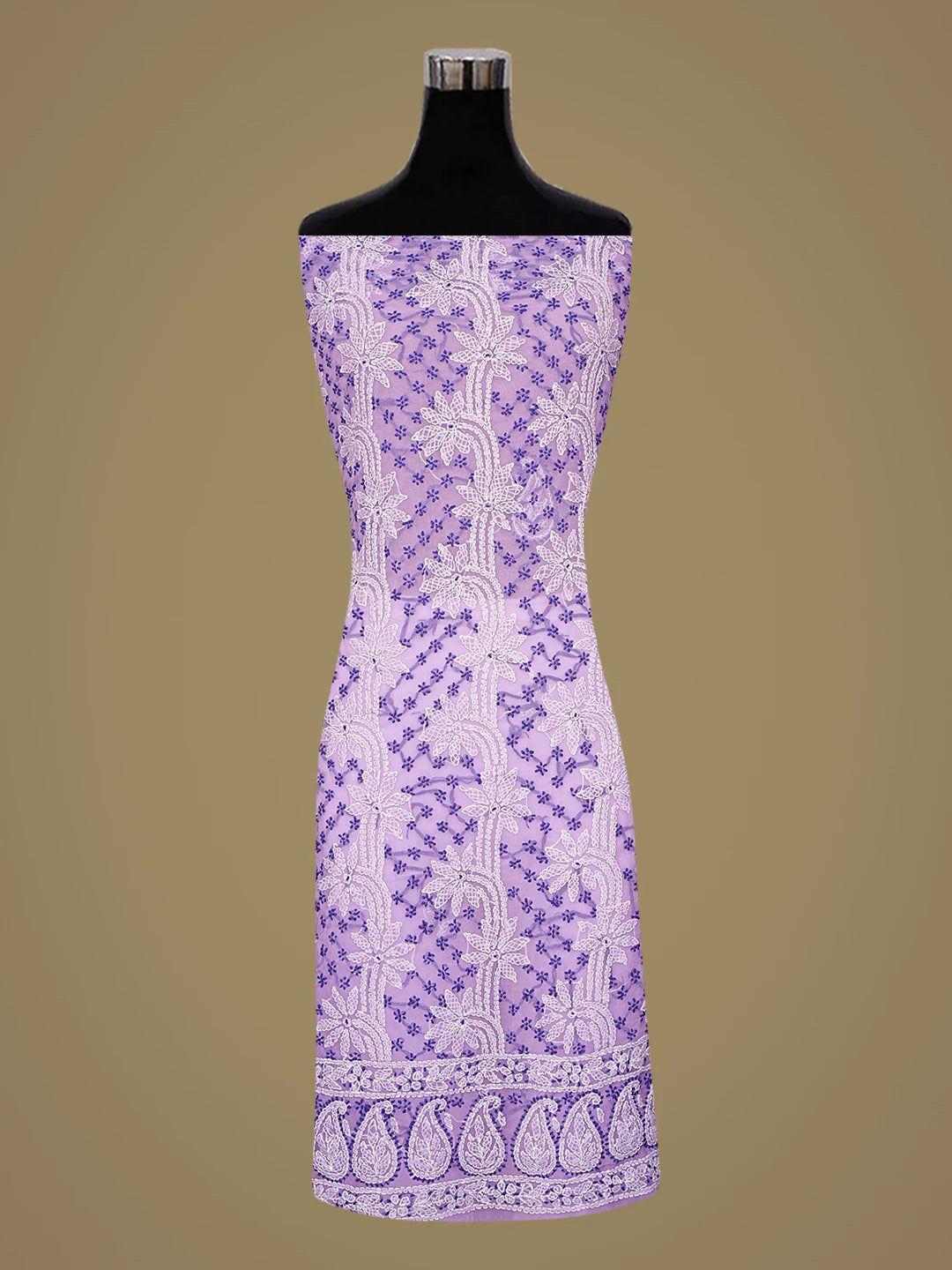 Ada Hand Embroidered Lavender Georgette Lucknowi Chikankari Unstitched Suit Piece 01A872095