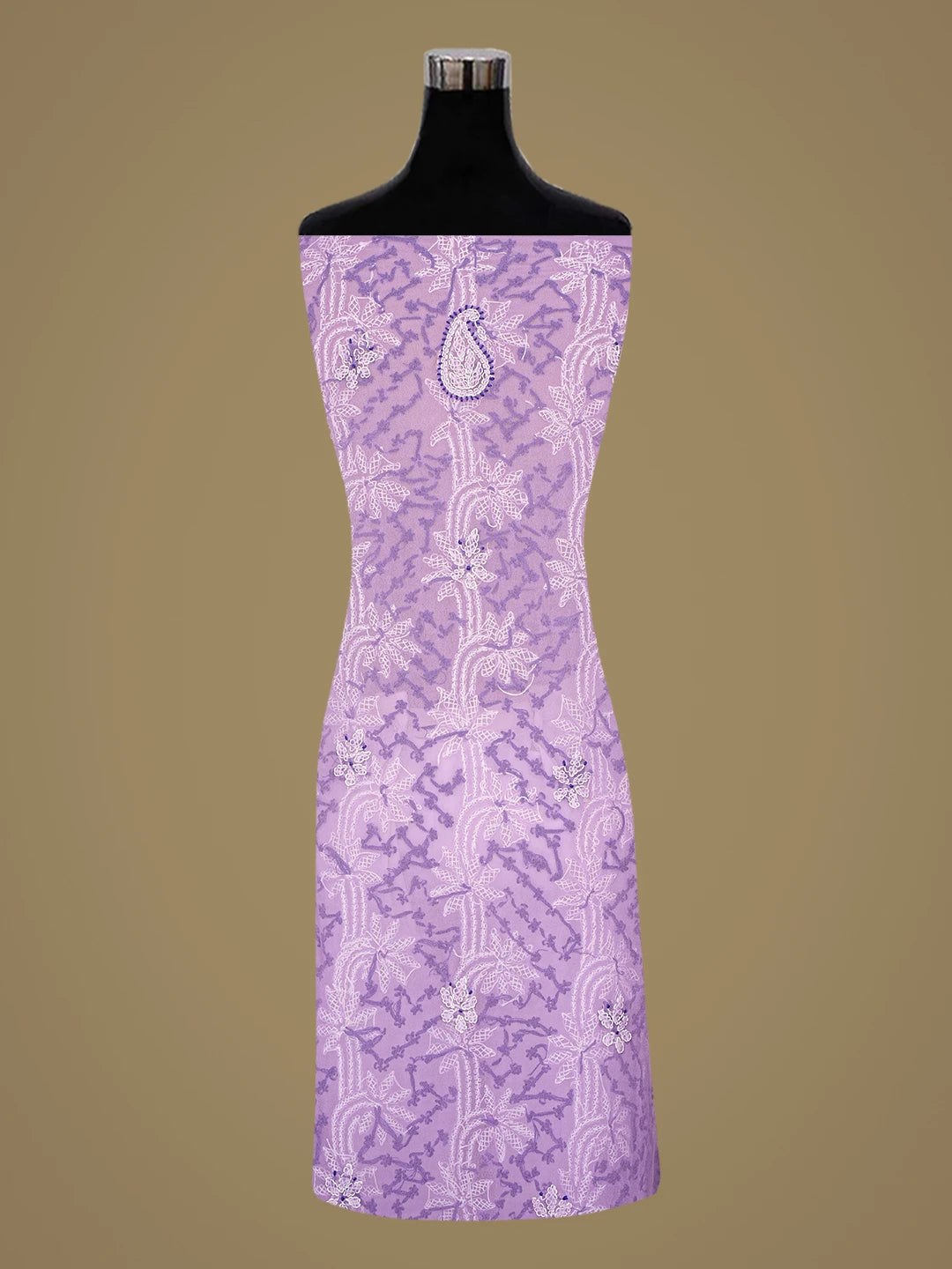Ada Hand Embroidered Lavender Georgette Lucknowi Chikankari Unstitched Suit Piece 01A872095
