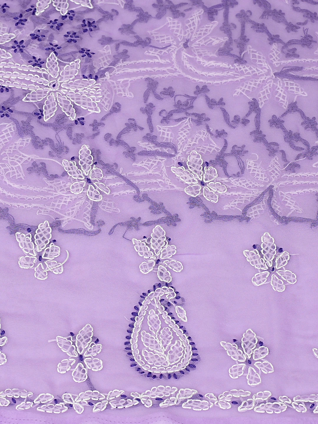 Ada Hand Embroidered Lavender Georgette Lucknowi Chikankari Unstitched Suit Piece 01A872095