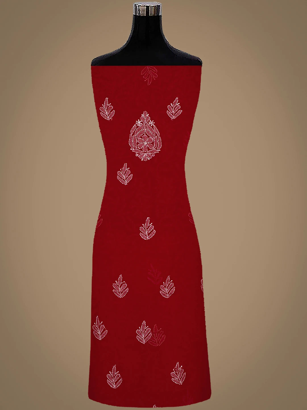 Ada Hand Embroidered Penn Red Georgette Lucknowi Chikankari Unstitched Suit Piece 01A878891