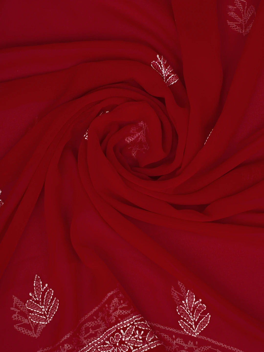 Ada Hand Embroidered Penn Red Georgette Lucknowi Chikankari Unstitched Suit Piece 01A878891