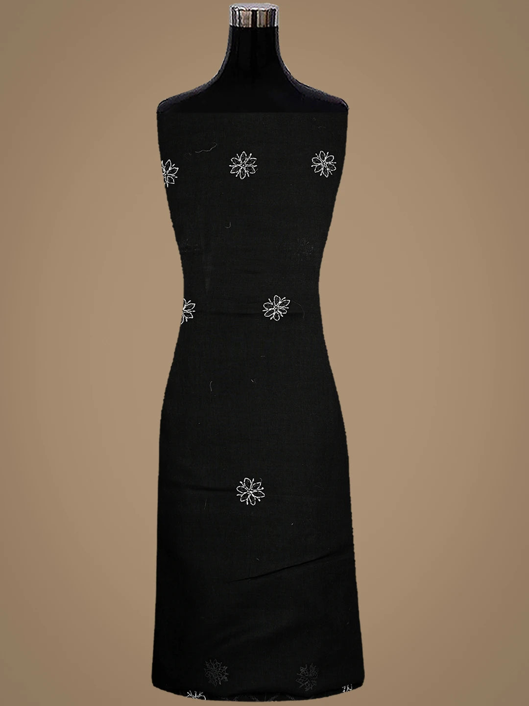Ada Hand Embroidered Black Cotton Lucknowi Chikankari Unstitched Suit Piece 01A887925