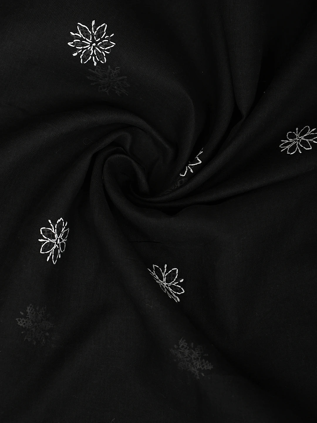 Ada Hand Embroidered Black Cotton Lucknowi Chikankari Unstitched Suit Piece 01A887925