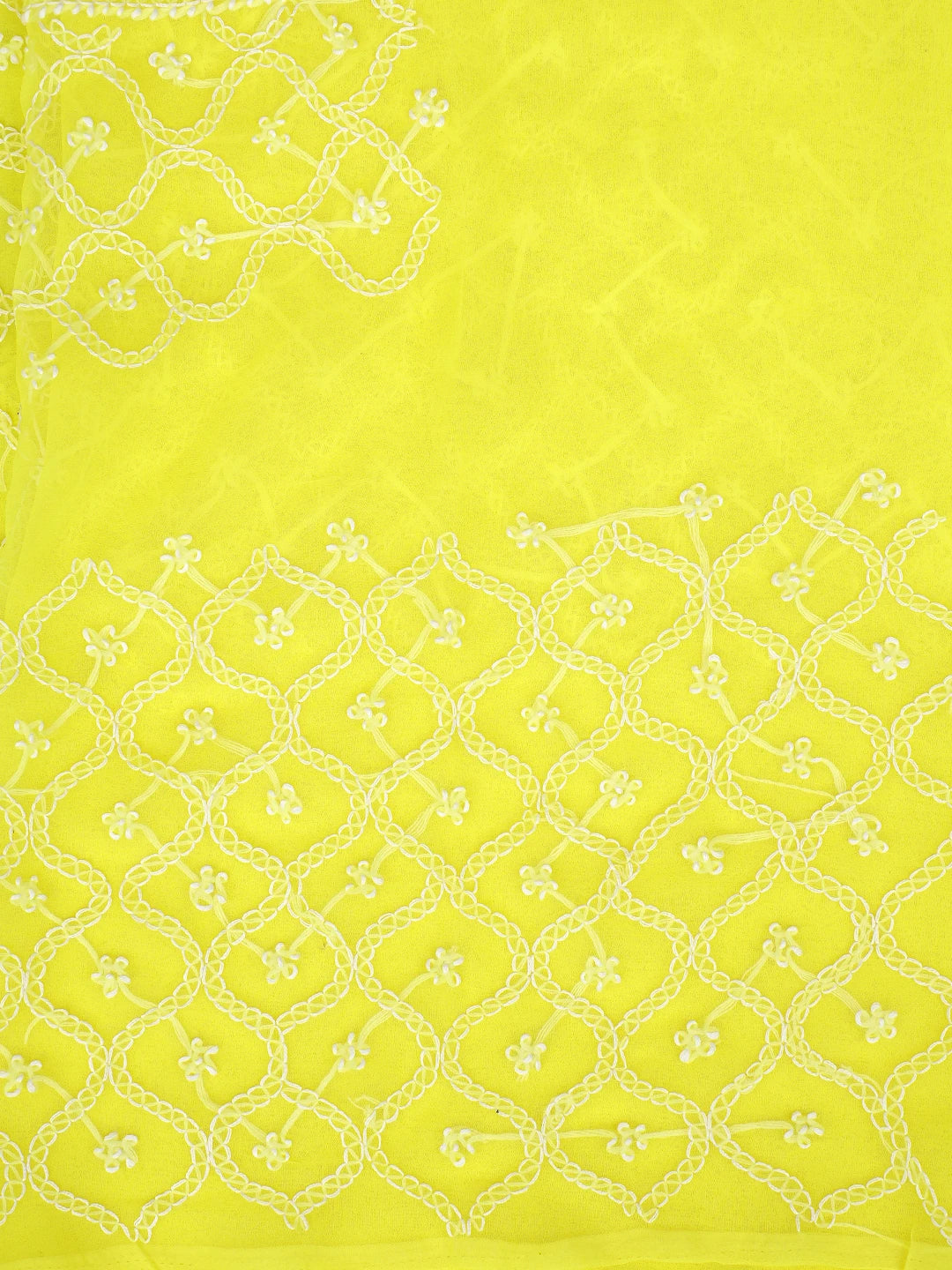 Ada Hand Embroidered Yellow Georgette Lucknowi Chikankari Unstitched Suit Piece 01A879227