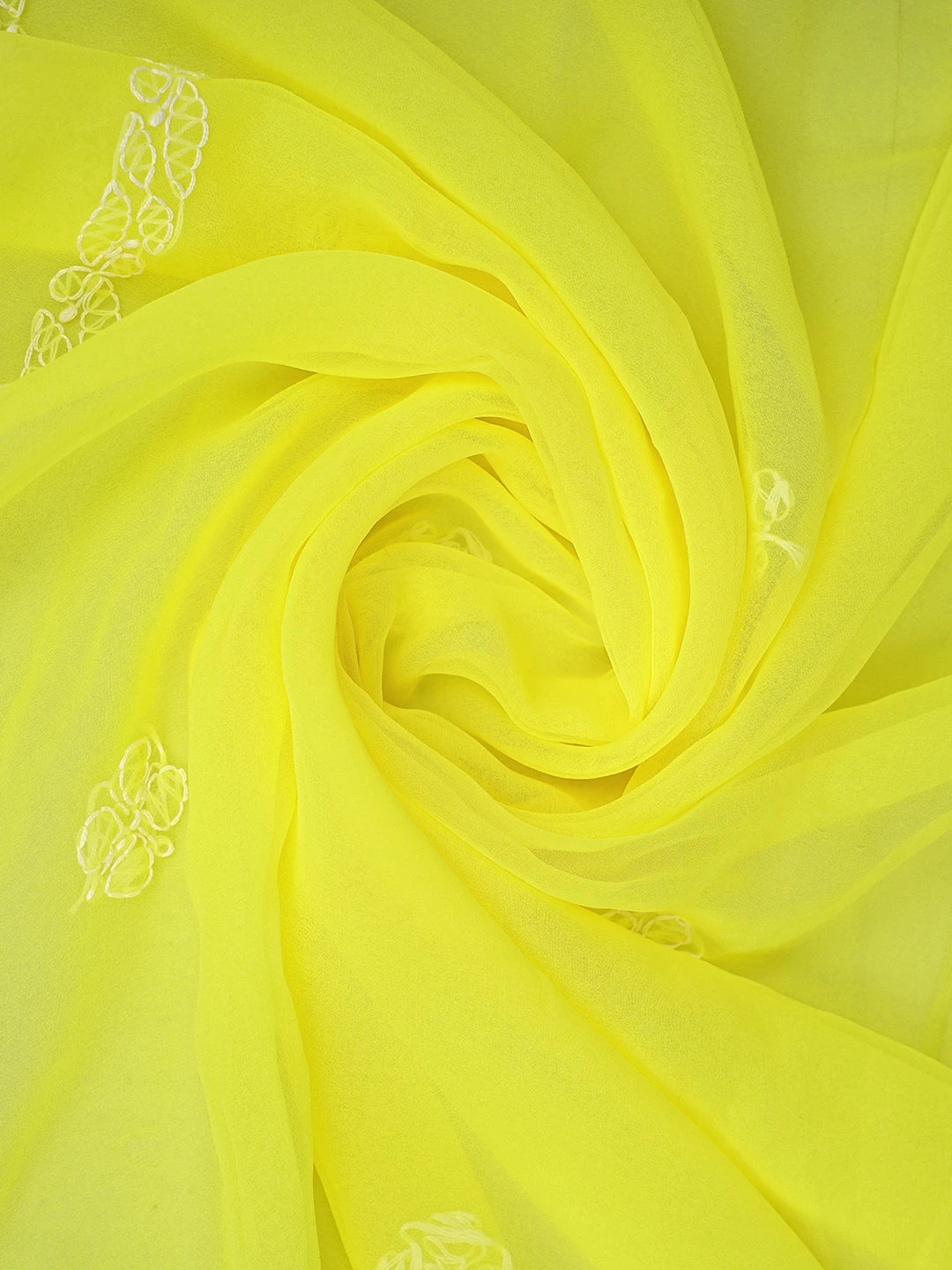 Ada Hand Embroidered Yellow Georgette Lucknowi Chikankari Unstitched Suit Piece 01A879227
