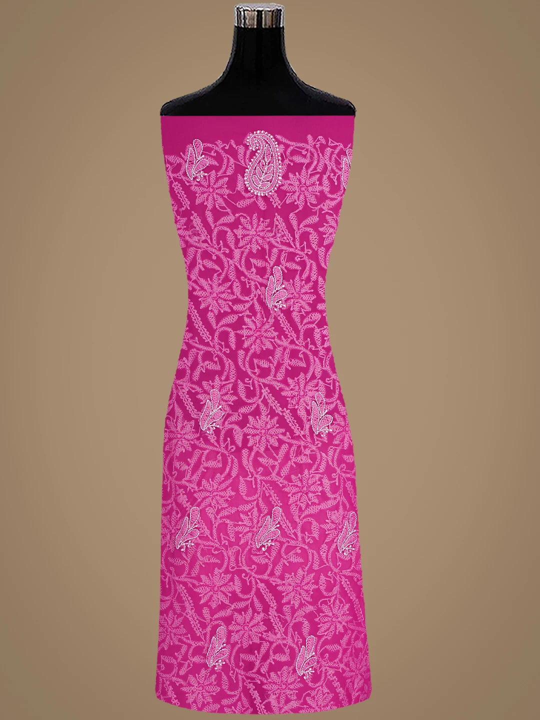 Ada Hand Embroidered Magenta Georgette Lucknowi Chikankari Unstitched Suit Piece 01A878918