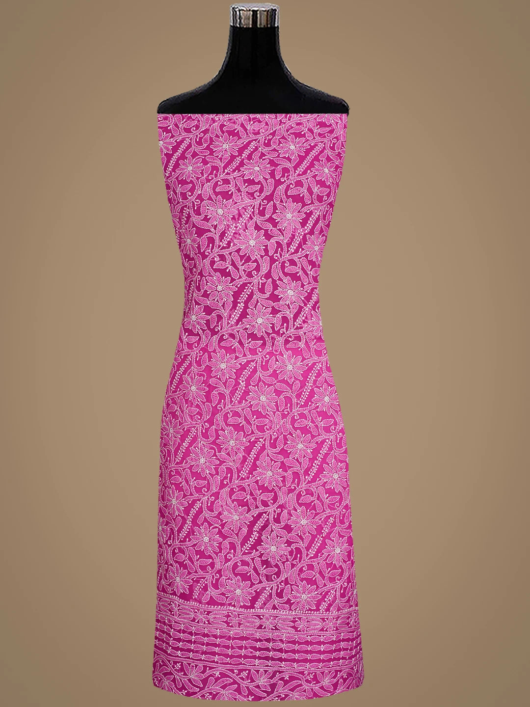 Ada Hand Embroidered Magenta Georgette Lucknowi Chikankari Unstitched Suit Piece 01A878918