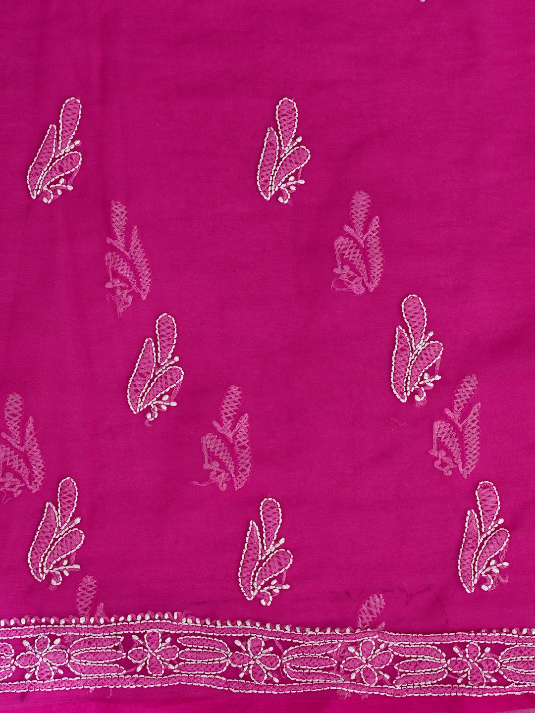 Ada Hand Embroidered Magenta Georgette Lucknowi Chikankari Unstitched Suit Piece 01A878918