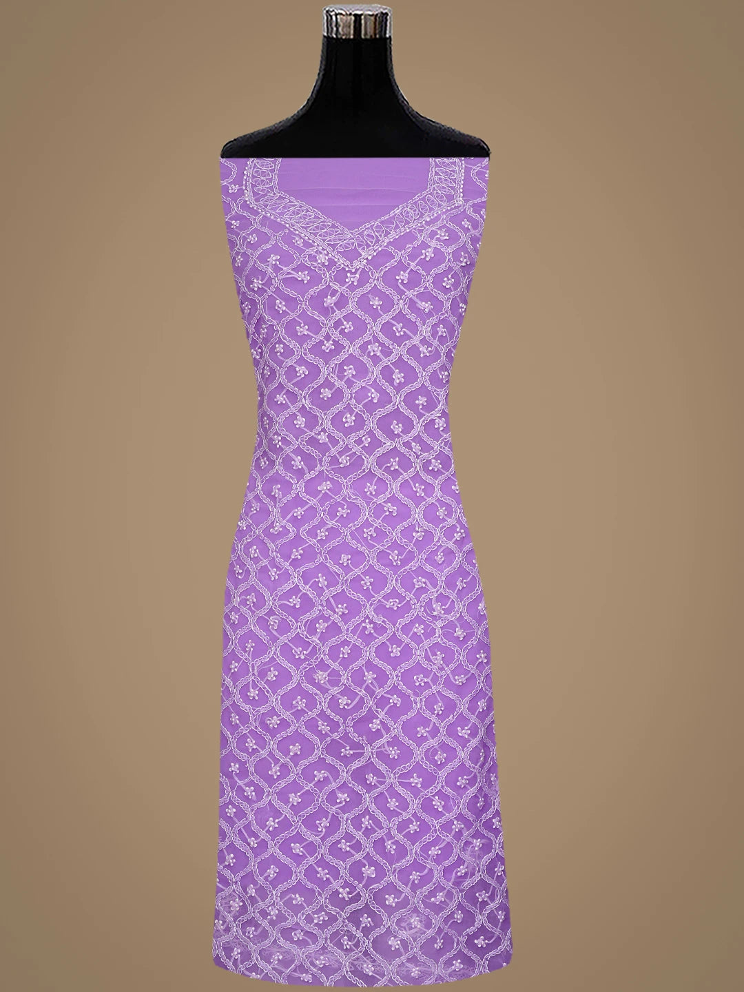 Ada Hand Embroidered Lavender Georgette Lucknowi Chikankari Unstitched Suit Piece 01A879200