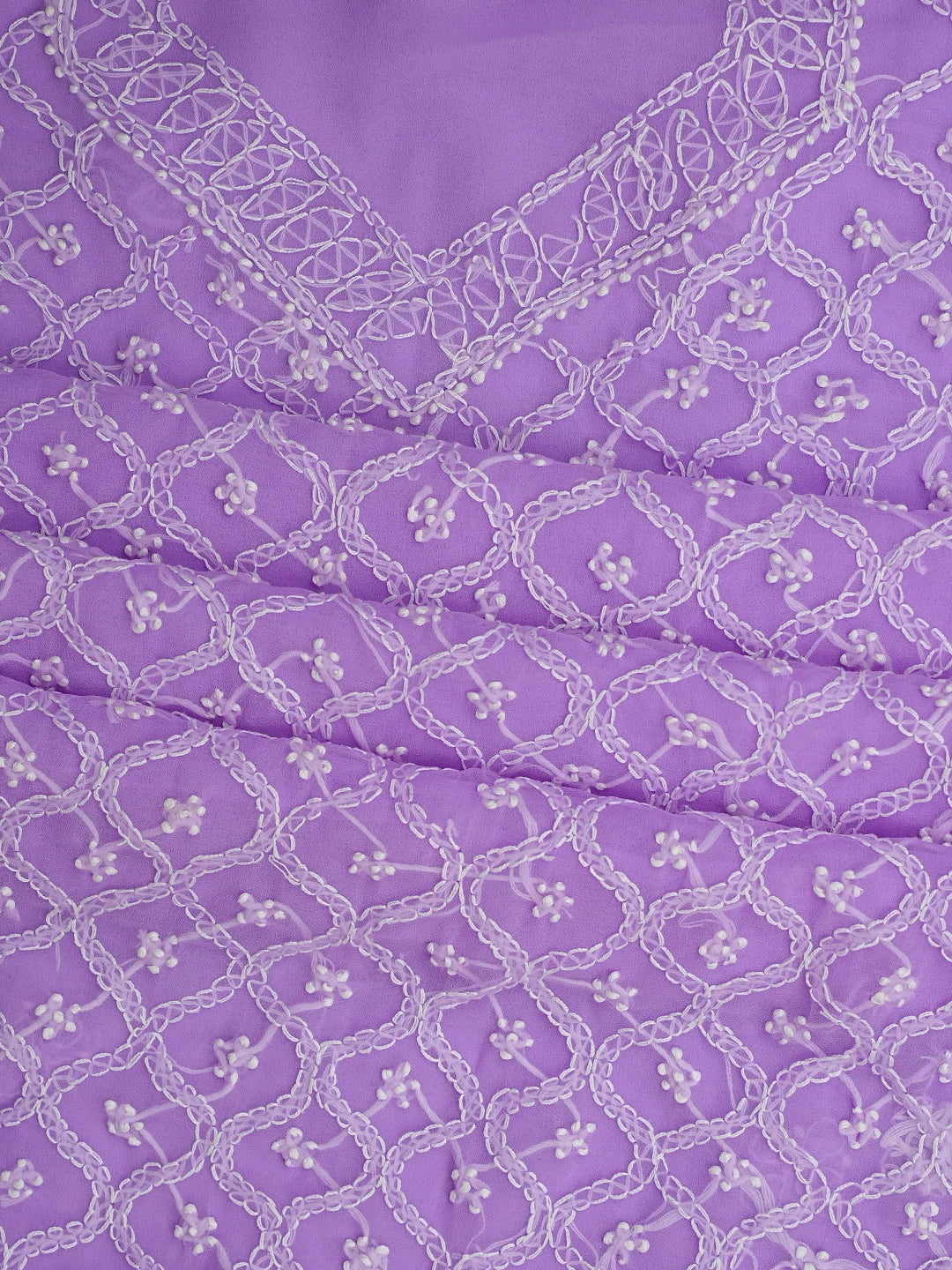 Ada Hand Embroidered Lavender Georgette Lucknowi Chikankari Unstitched Suit Piece 01A879200