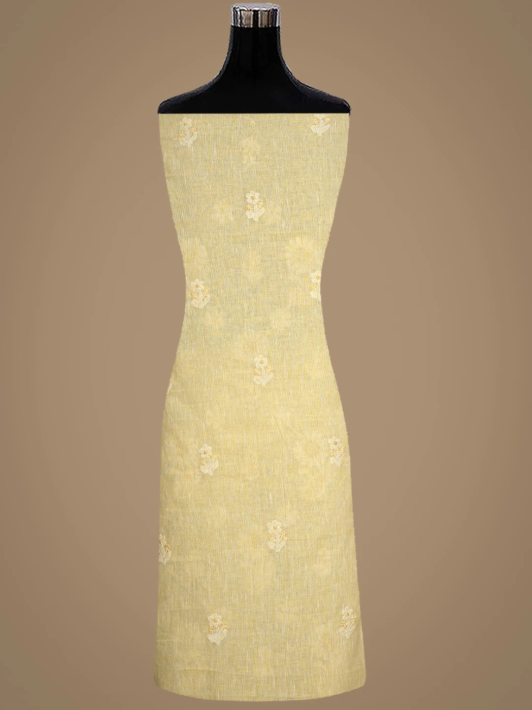 Ada Hand Embroidered Pale Yellow Linen Lucknowi Chikankari Unstitched Suit Piece 01A885335