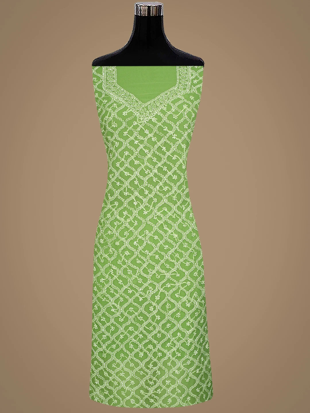 Ada Hand Embroidered Lime Green Georgette Lucknowi Chikankari Unstitched Suit Piece 01A879187
