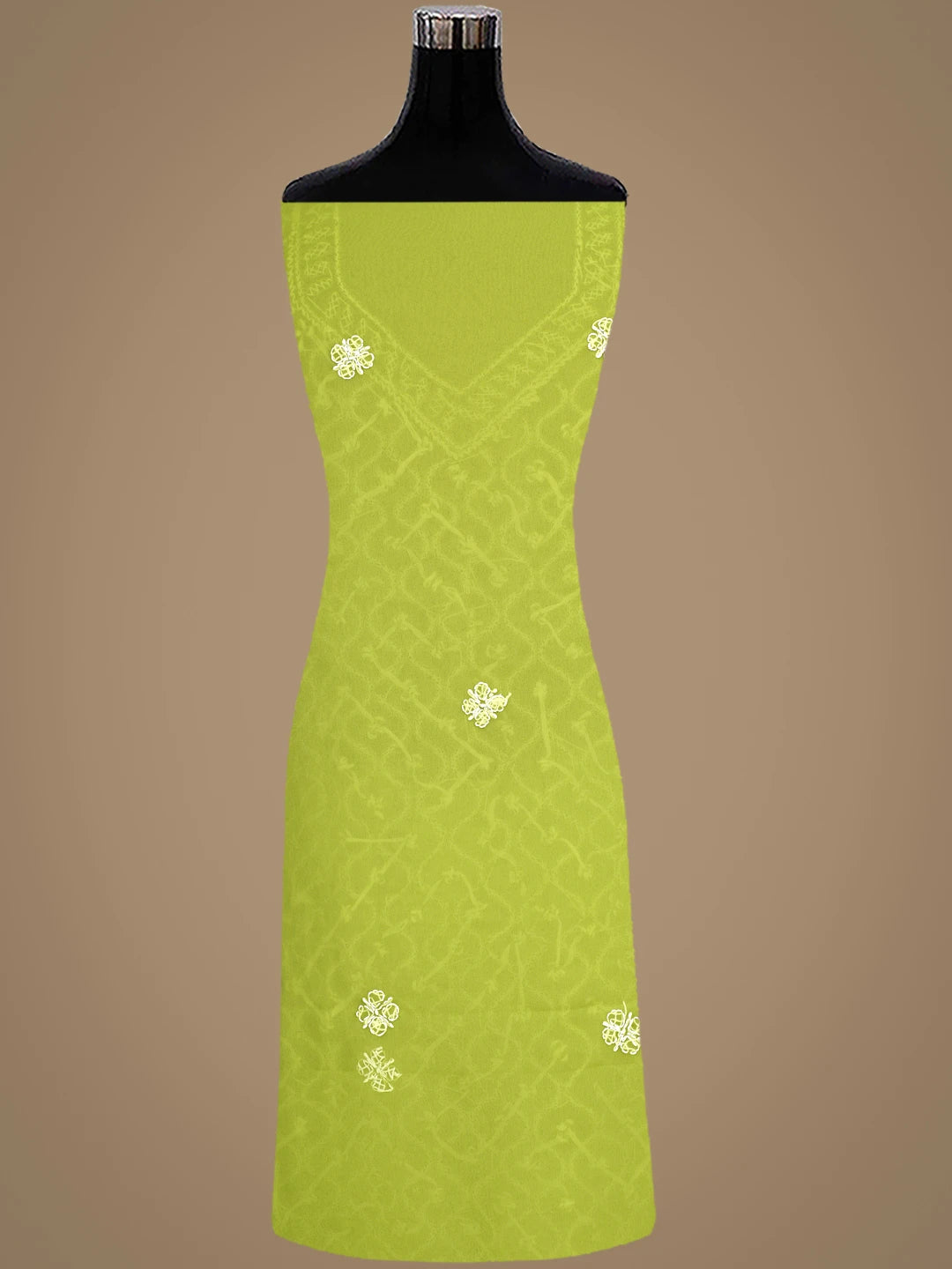 Ada Hand Embroidered Parrot Green Georgette Lucknowi Chikankari Unstitched Suit Piece 01A879201