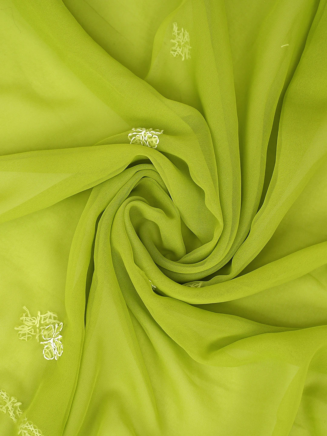 Ada Hand Embroidered Parrot Green Georgette Lucknowi Chikankari Unstitched Suit Piece 01A879201