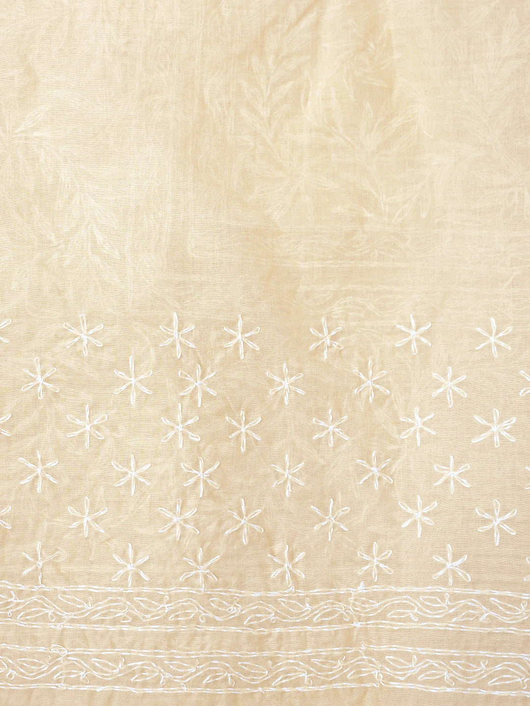 Ada Hand Embroidered Almond Brown Cotton Lucknowi Chikankari Saree and Blouse 01A873390