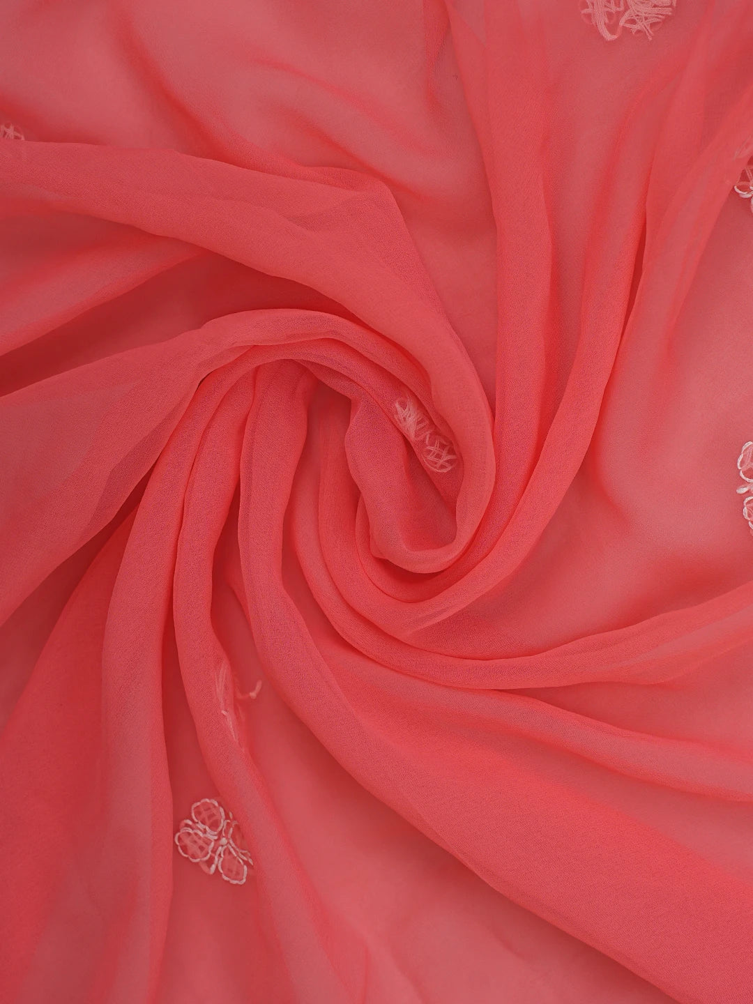 Ada Hand Embroidered Carrot Pink Georgette Lucknowi Chikankari Unstitched Suit Piece 01A879256