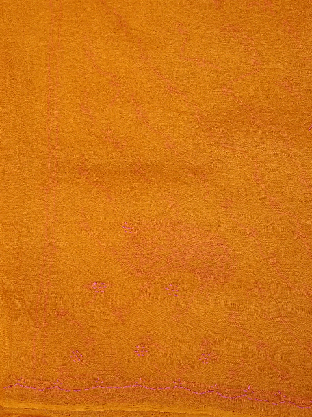 Ada Hand Embroidered Mustard Yellow Cotton Lucknowi Chikankari Saree and Blouse 01A882929