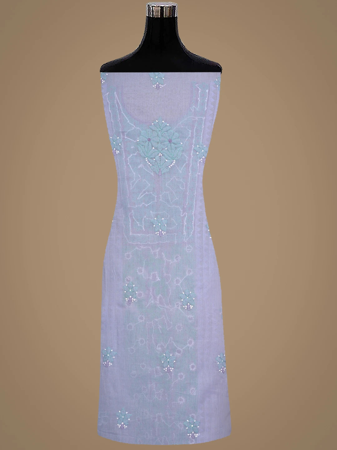 Ada Hand Embroidered Mauve Cotton Lucknowi Chikankari Unstitched Suit Piece with Chiffon Dupatta 01A879859