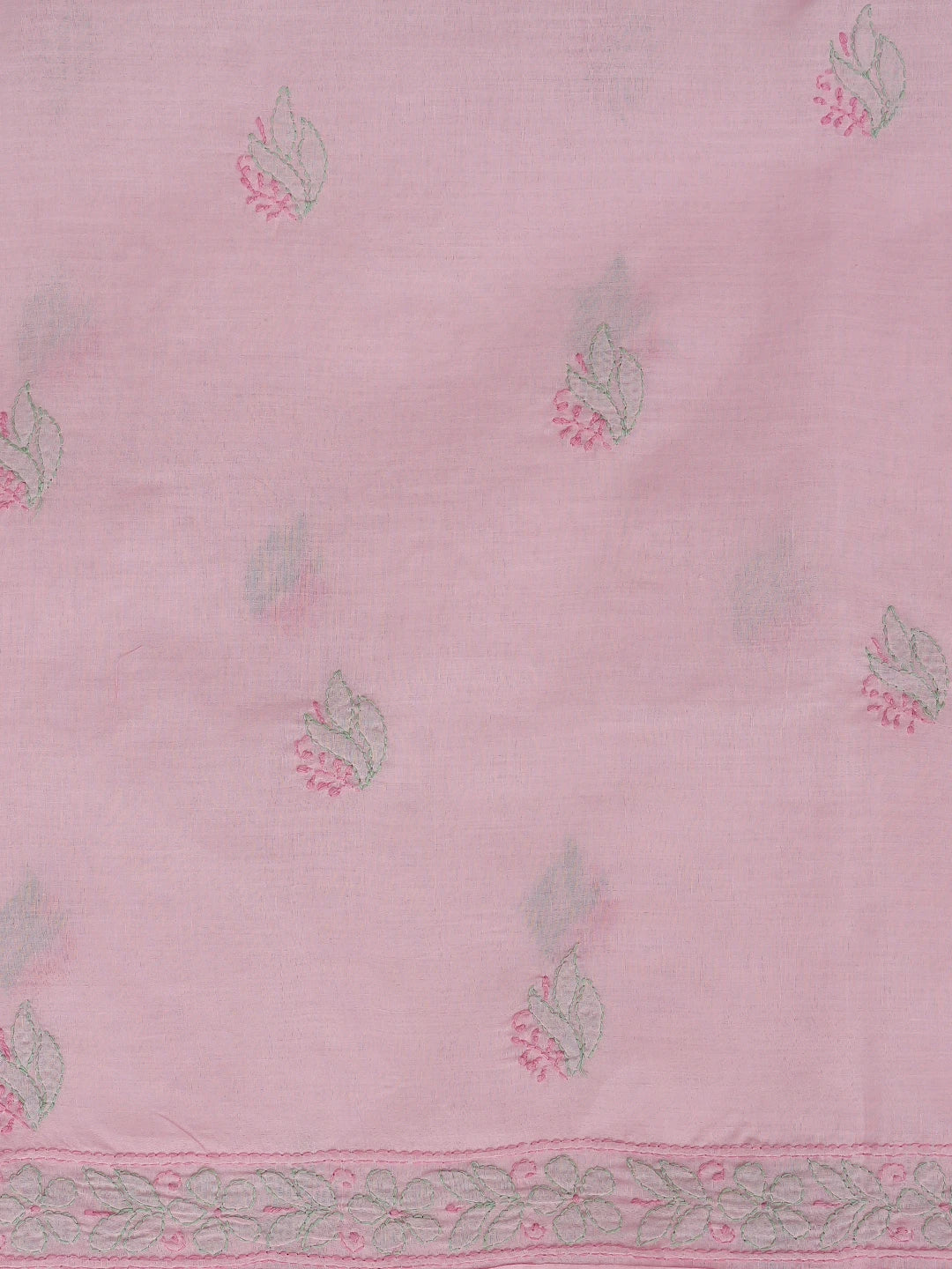 Ada Hand Embroidered Light Pink Cotton Lucknowi Chikankari Unstitched Suit Piece with Chiffon Dupatta 01A879939