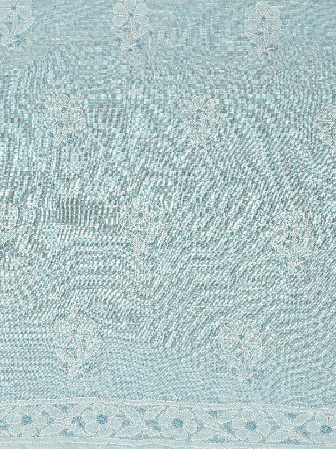 Ada Hand Embroidered Sky Blue Linen Lucknowi Chikankari Unstitched Suit Piece with Chiffon Dupatta 01A885284