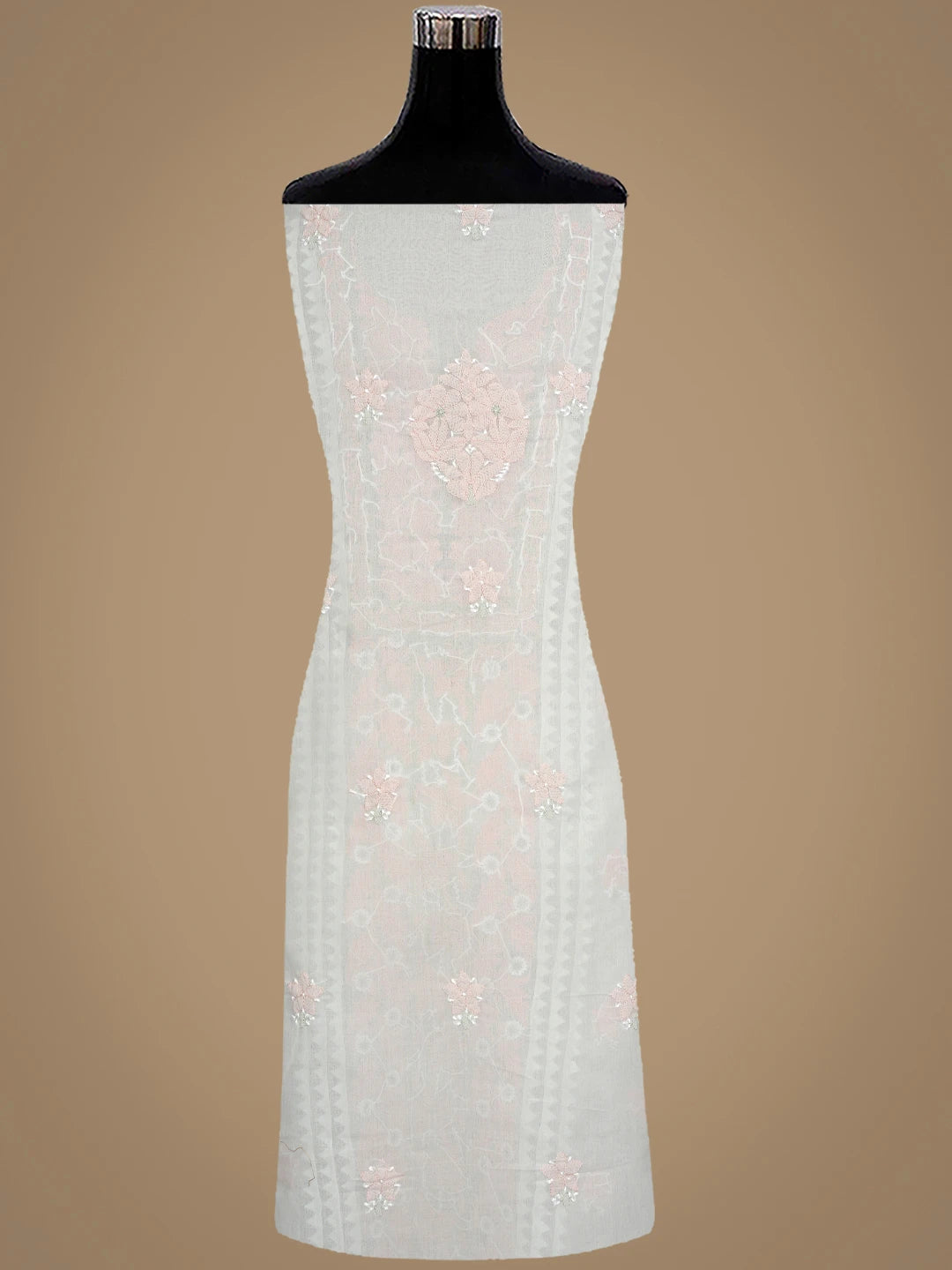 Ada Hand Embroidered Light Sea Green Cotton Lucknowi Chikankari Unstitched Suit Piece with Chiffon Dupatta 01A879863
