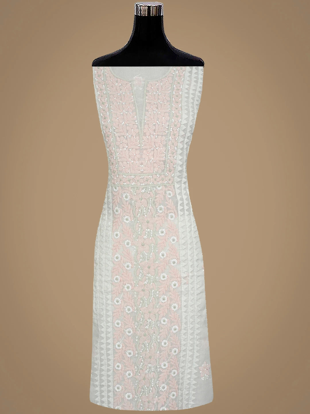 Ada Hand Embroidered Light Sea Green Cotton Lucknowi Chikankari Unstitched Suit Piece with Chiffon Dupatta 01A879863