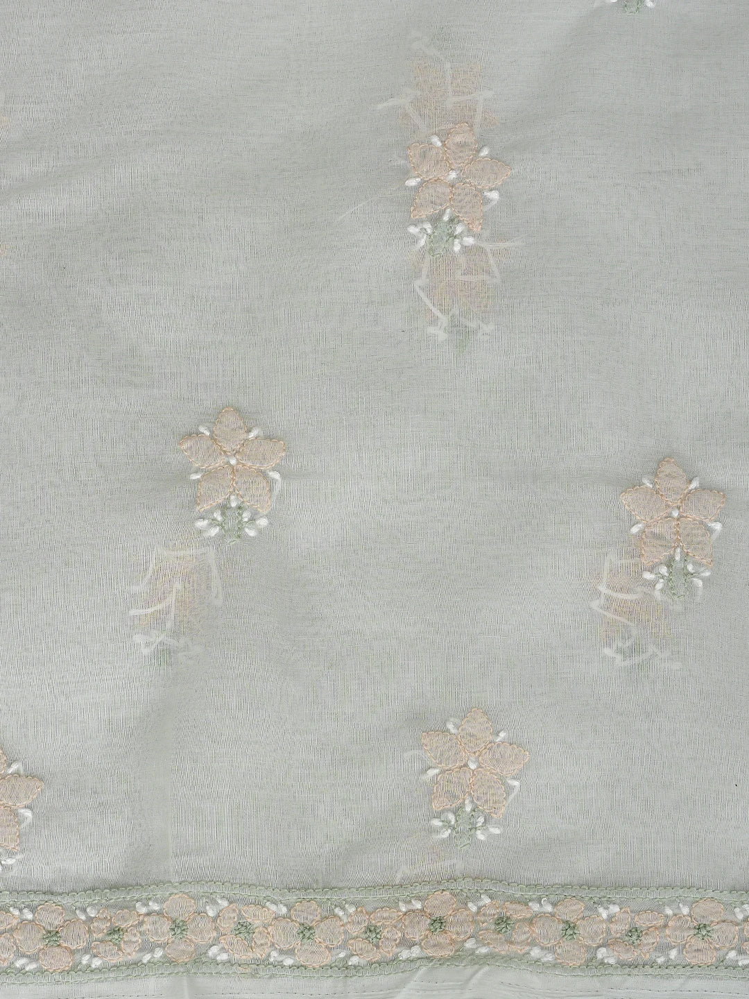 Ada Hand Embroidered Light Sea Green Cotton Lucknowi Chikankari Unstitched Suit Piece with Chiffon Dupatta 01A879863