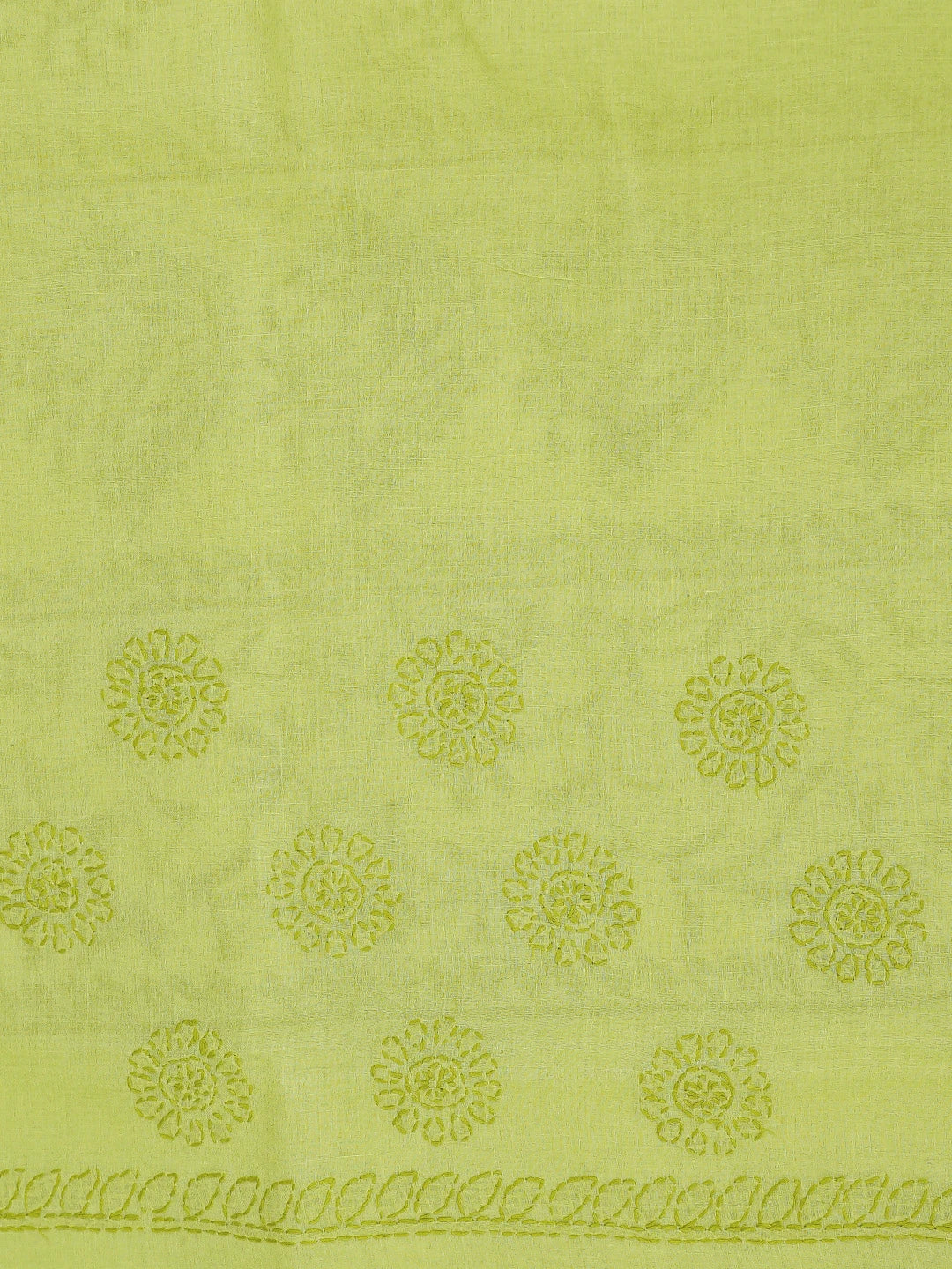 Ada Hand Embroidered Green Cotton Lucknowi Chikankari Saree and Blouse 01A872871