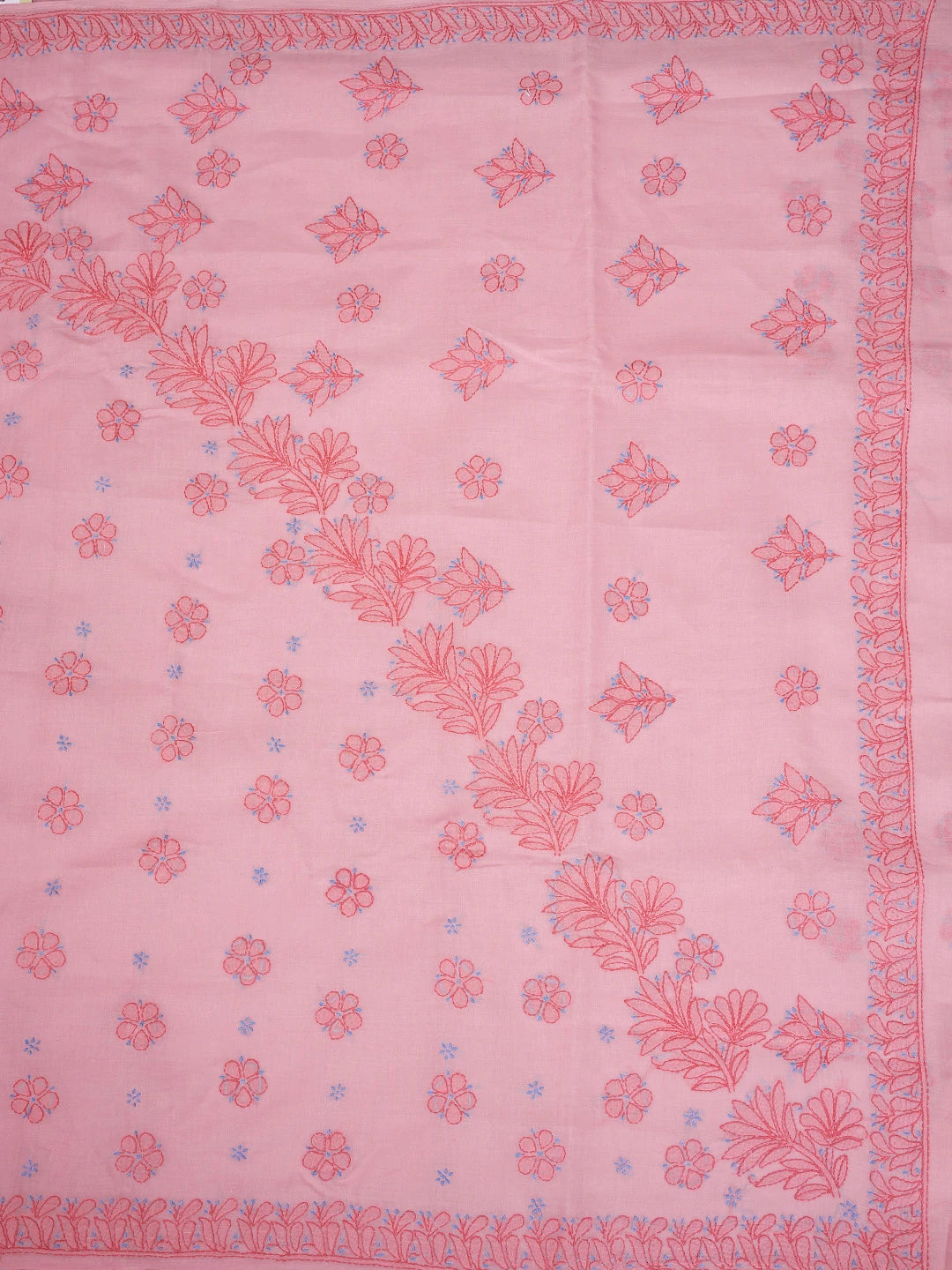 Ada Hand Embroidered Baker -Miller Pink  Cotton Lucknowi Chikankari Saree and Blouse 01A872887