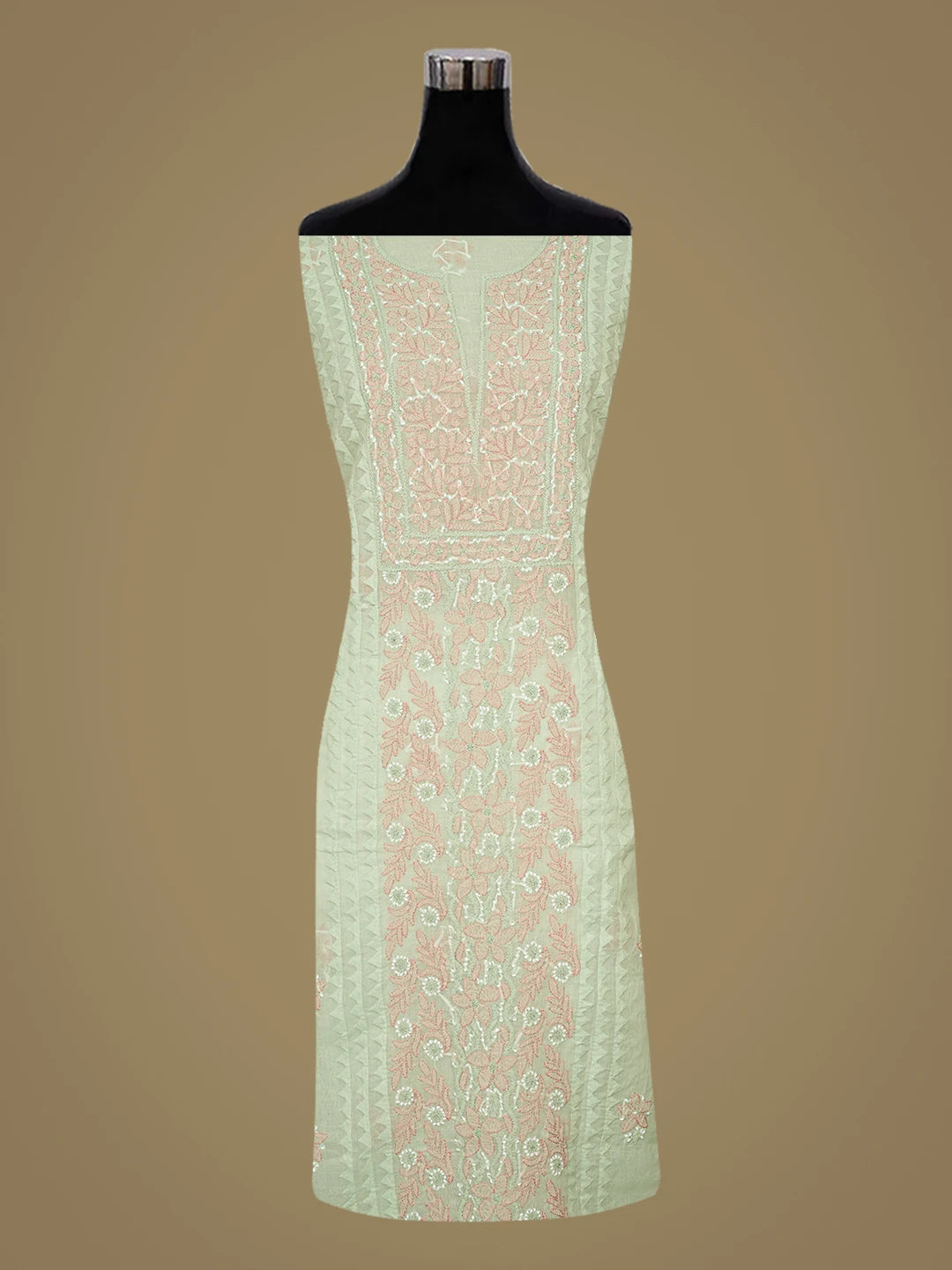 Ada Hand Embroidered Sea Green Cotton Lucknowi Chikankari Unstitched Suit Piece  with Chiffon Dupatta 01A879846