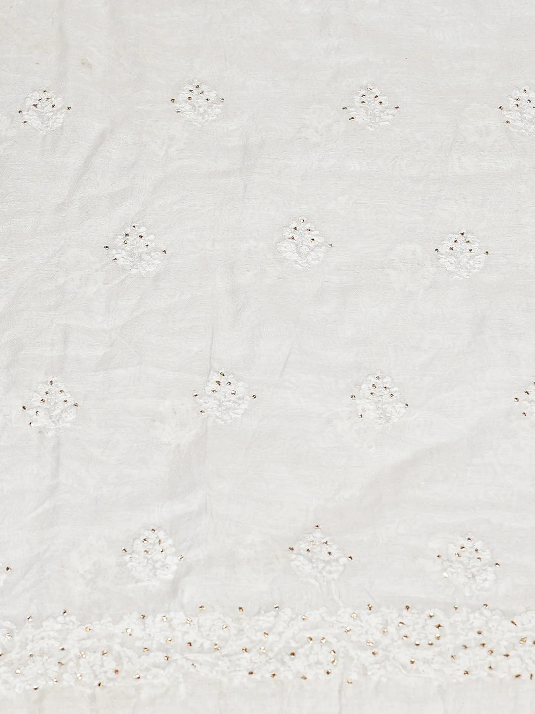 Ada Hand Embroidered White Cotton Lucknowi Chikankari Unstitched Kurta Dupatta Set With Mukaish Work 01A726711