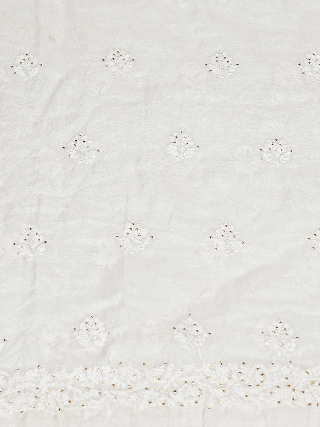 Ada Hand Embroidered White Cotton Lucknowi Chikankari Unstitched Kurta Dupatta Set With Mukaish Work 01A726711