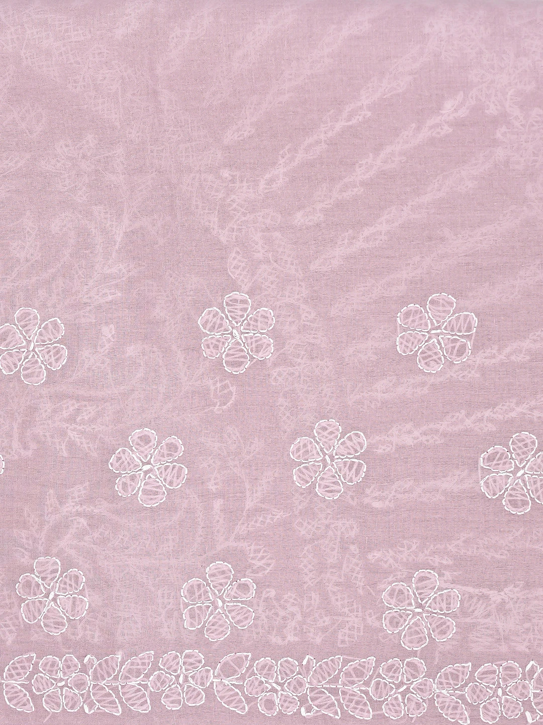 Ada Hand Embroidered Dusty Pink Cotton Lucknowi Chikankari Saree and Blouse 01A872864