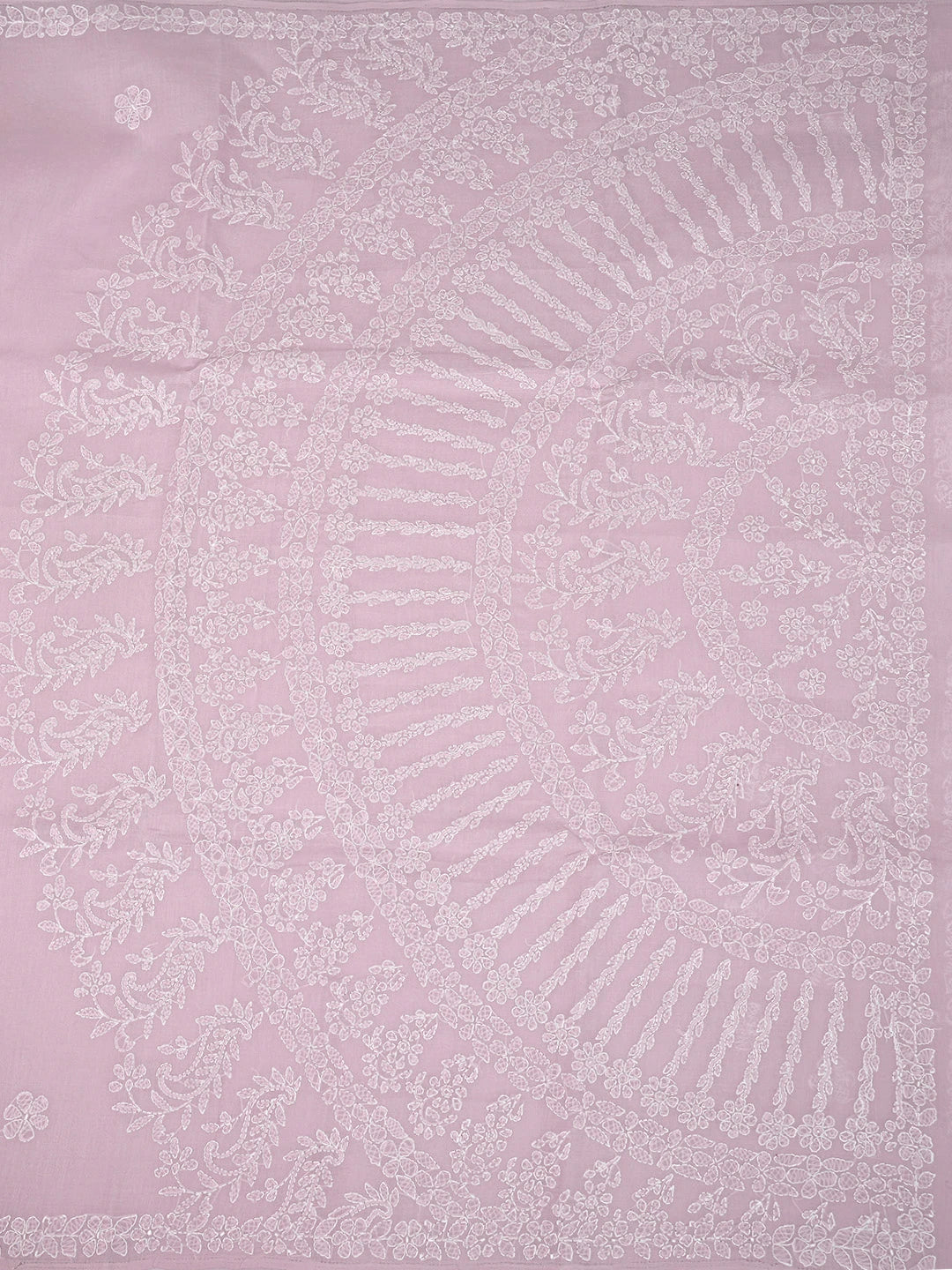 Ada Hand Embroidered Dusty Pink Cotton Lucknowi Chikankari Saree and Blouse 01A872864