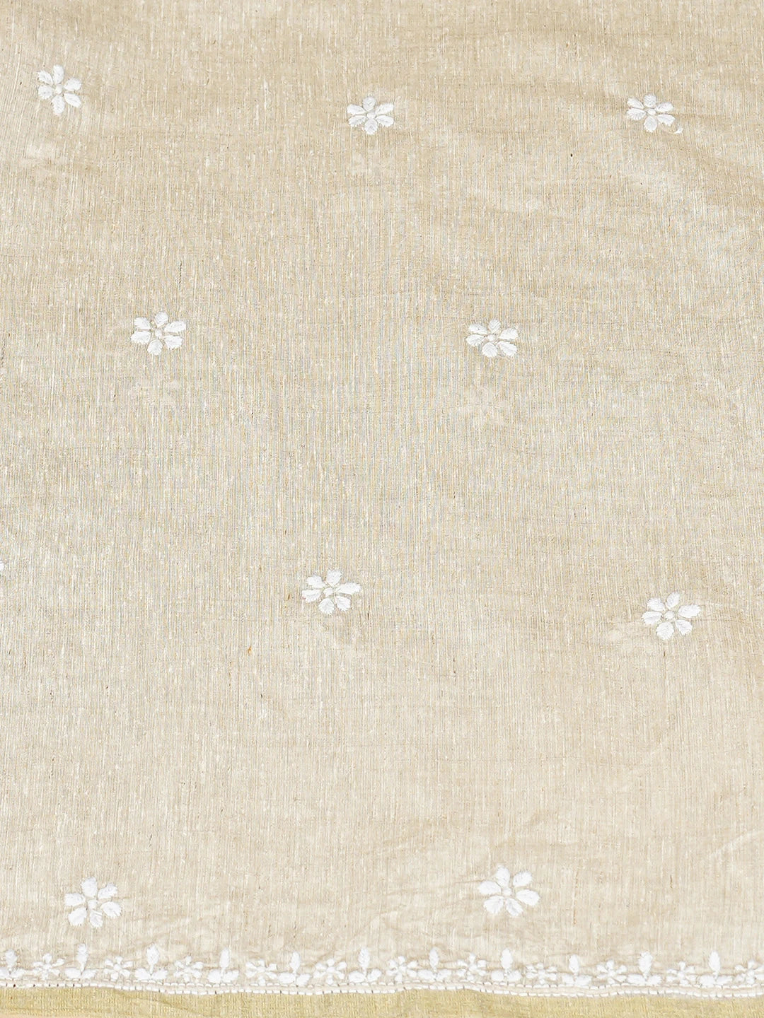 Ada Hand Embroidered Fawn Khadi Chanderi Lucknowi Chikankari Unstitched Kurta Dupatta Set 01A888660
