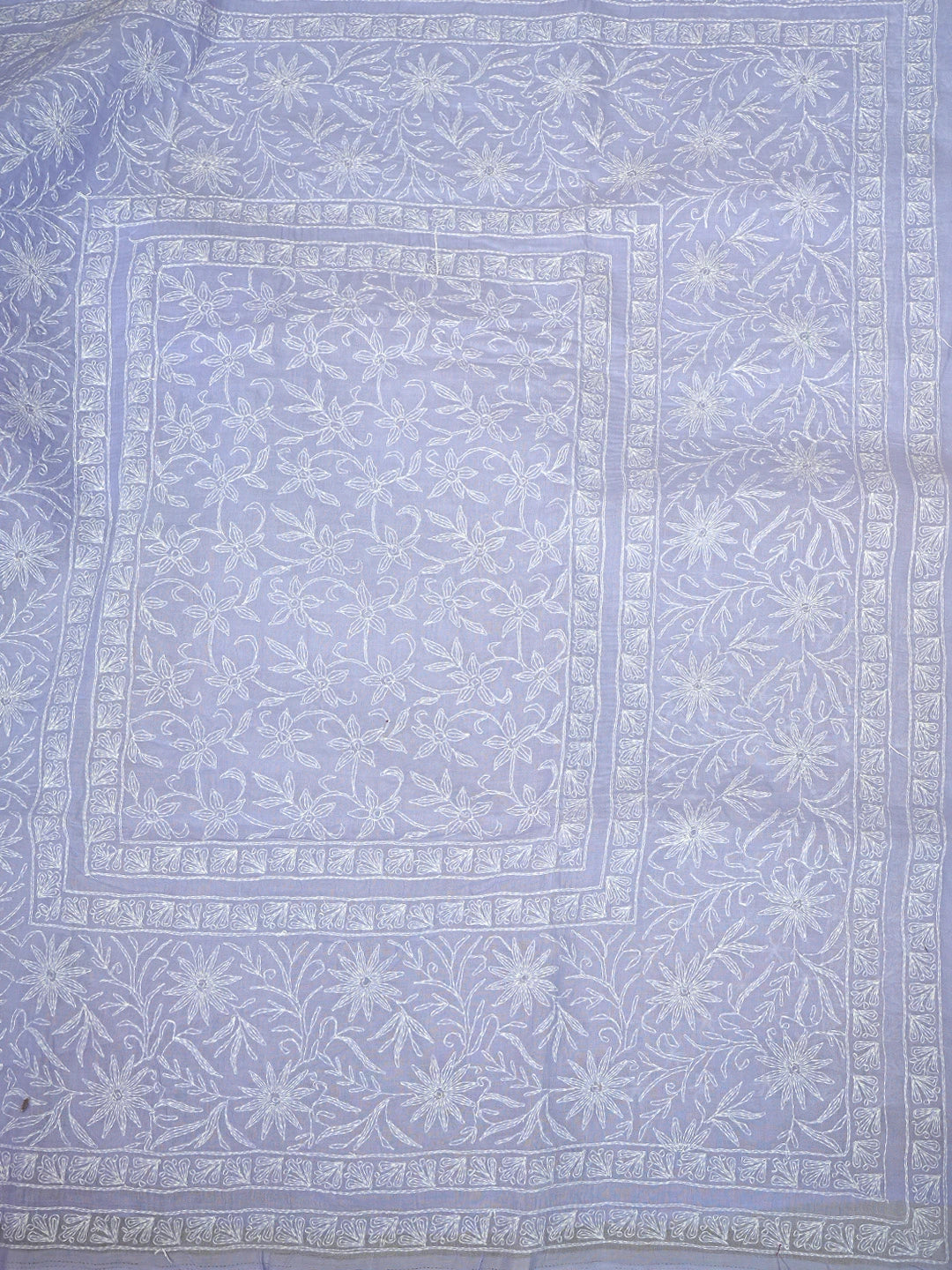 Ada Hand Embroidered Mauve Cotton Lucknowi Chikankari Saree and Blouse 01A873384