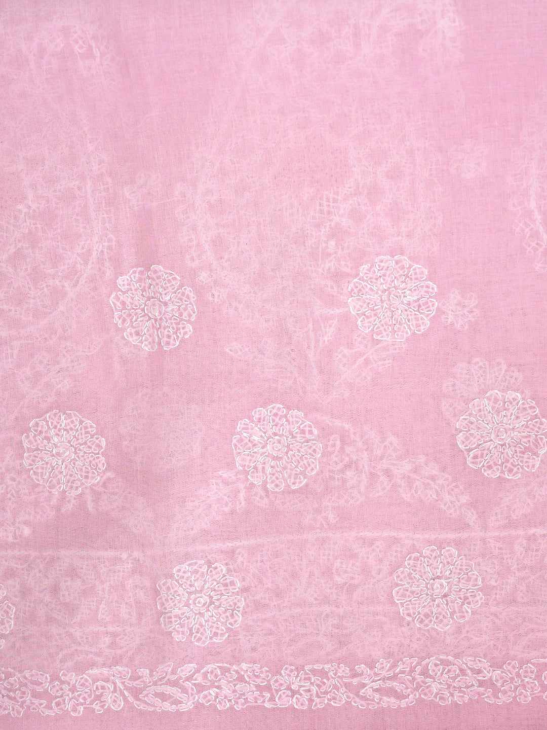 Ada Hand Embroidered Pink Cotton Lucknowi Chikankari Saree and Blouse 01A872868